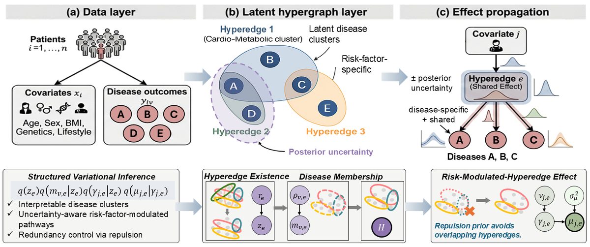 BHPI workflow: data layer, latent hypergraph layer, and effect propagation